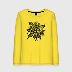 Женский лонгслив Чёрно белая роза цветы