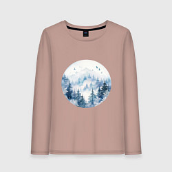 Женский лонгслив Горы в тумане в круге