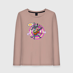 Женский лонгслив Собака-гитаристка играет на гитаре рок