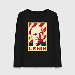 Лонгслив хлопковый женский Vladimir Lenin, цвет: черный