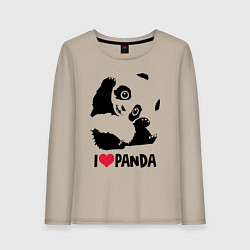 Лонгслив хлопковый женский I love panda, цвет: миндальный