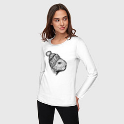 Лонгслив хлопковый женский Капибара в шапке, цвет: белый — фото 2