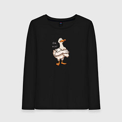 Лонгслив хлопковый женский Важный гусь, цвет: черный