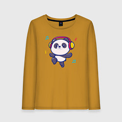 Лонгслив хлопковый женский Music panda, цвет: горчичный
