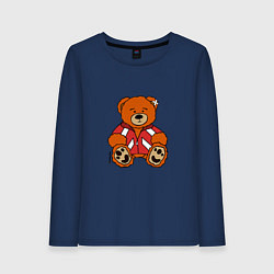 Лонгслив хлопковый женский Медведь Марат в спортивном костюме, цвет: тёмно-синий
