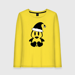 Лонгслив хлопковый женский Милый пингвин с сердечками, цвет: желтый