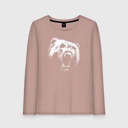 Лонгслив хлопковый женский Медведь рычащий, цвет: пыльно-розовый
