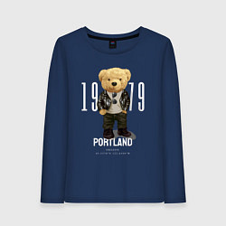 Лонгслив хлопковый женский Плюшевый медведь portland, цвет: тёмно-синий