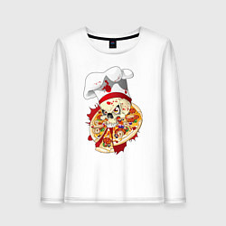 Лонгслив хлопковый женский Bloody pizza, цвет: белый