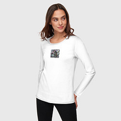 Лонгслив хлопковый женский Научи любить, цвет: белый — фото 2