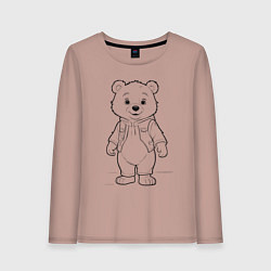 Лонгслив хлопковый женский Медвежонок стоит, цвет: пыльно-розовый