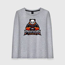 Лонгслив хлопковый женский Панда геймер с гейпадом, цвет: меланж