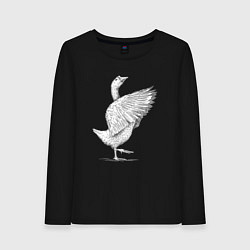 Лонгслив хлопковый женский Гусь белоснежный, цвет: черный