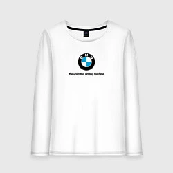 Лонгслив хлопковый женский BMW the unlimited driving machine, цвет: белый