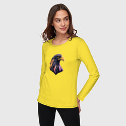 Лонгслив хлопковый женский Иллюстрация орла, цвет: желтый — фото 2