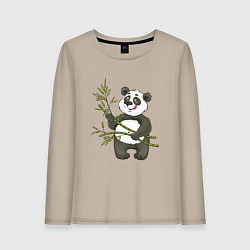Женский лонгслив Мультяшная панда с бамбуком
