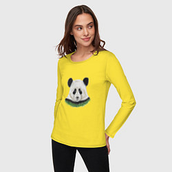 Лонгслив хлопковый женский Медведь панда, цвет: желтый — фото 2