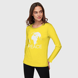 Лонгслив хлопковый женский World peace, цвет: желтый — фото 2