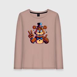 Лонгслив хлопковый женский Медведь Фредди, цвет: пыльно-розовый