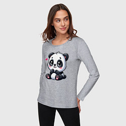 Лонгслив хлопковый женский Забавная маленькая панда, цвет: меланж — фото 2