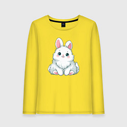 Лонгслив хлопковый женский Пушистый аниме кролик, цвет: желтый