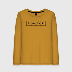 Лонгслив хлопковый женский Сарказм - периодическая система химических элемент, цвет: горчичный