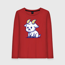 Лонгслив хлопковый женский Козлёнок, цвет: красный