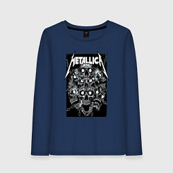 Лонгслив хлопковый женский Metallica - skulls, цвет: тёмно-синий