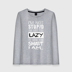 Лонгслив хлопковый женский Умный но ленивый, цвет: меланж
