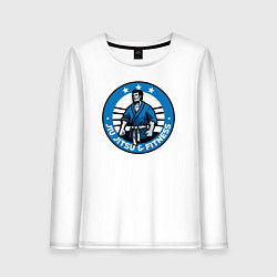 Лонгслив хлопковый женский Jiu jitsu and fitness, цвет: белый