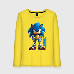 Лонгслив хлопковый женский Sonic - poster style, цвет: желтый