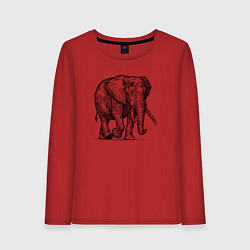 Лонгслив хлопковый женский Слон идет, цвет: красный