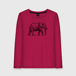 Лонгслив хлопковый женский Слон гуляет, цвет: маджента