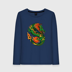 Женский лонгслив Азиатский зеленый дракон