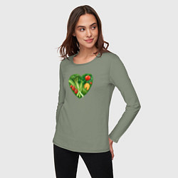 Лонгслив хлопковый женский Сердце из овощей, цвет: авокадо — фото 2