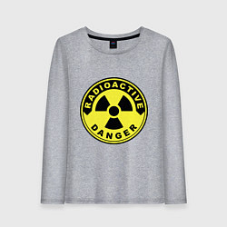 Лонгслив хлопковый женский Danger radiation sign, цвет: меланж