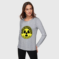 Лонгслив хлопковый женский Danger radiation sign, цвет: меланж — фото 2