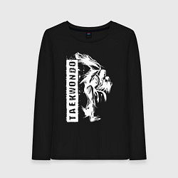 Лонгслив хлопковый женский Taekwondo fighter, цвет: черный