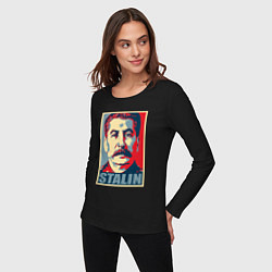 Лонгслив хлопковый женский Face Stalin, цвет: черный — фото 2