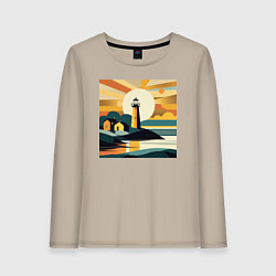 Женский лонгслив Маяк под лучами солнца минимализм