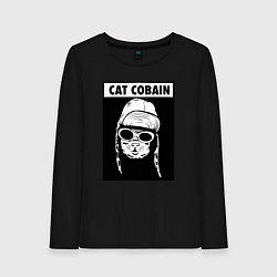 Лонгслив хлопковый женский Cat cobain, цвет: черный