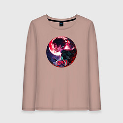 Лонгслив хлопковый женский Клинок, рассекающий демонов - Tanjirou Kamado, цвет: пыльно-розовый
