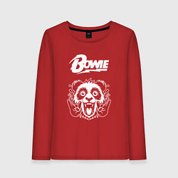 Лонгслив хлопковый женский David Bowie rock panda, цвет: красный
