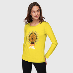 Лонгслив хлопковый женский Once more round the Sun, цвет: желтый — фото 2