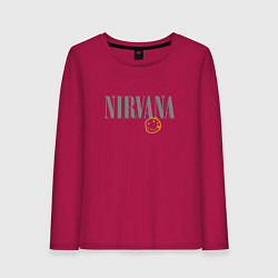 Лонгслив хлопковый женский Nirvana logo smile, цвет: маджента