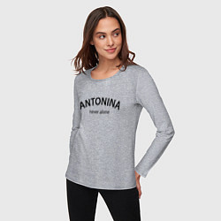 Лонгслив хлопковый женский Antonina never alone - motto, цвет: меланж — фото 2