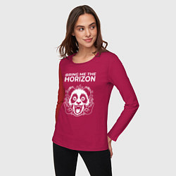 Лонгслив хлопковый женский Bring Me the Horizon rock panda, цвет: маджента — фото 2
