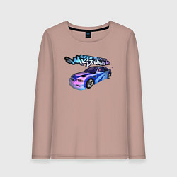 Лонгслив хлопковый женский NFS Most Wanted neon bmw, цвет: пыльно-розовый