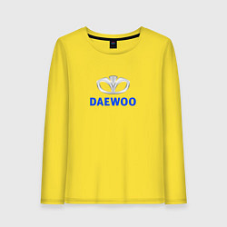 Лонгслив хлопковый женский Daewoo sport auto logo, цвет: желтый