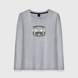 Лонгслив хлопковый женский Honda logo auto grey, цвет: меланж